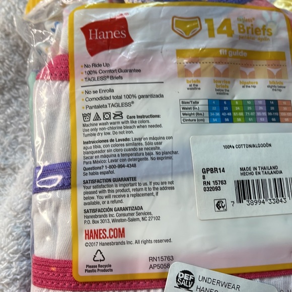 🌸 Hanes tagless briefs girls size 8 no ride‎ up ~ special value pack with 1… - Picture 6 of 7